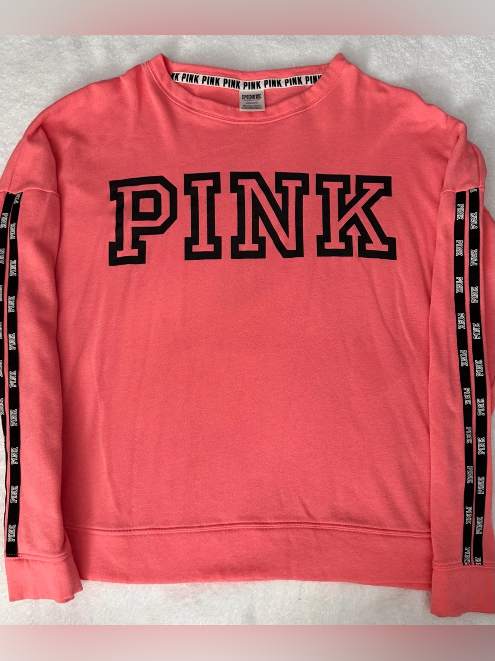 EUC Women Pink by Victoria's Secret Coral Crewneck Sweatshirt Size Large